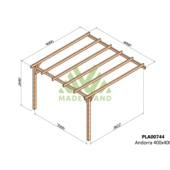 Pergola adossée en bois Andorra 4 x 4 m MADERLAND