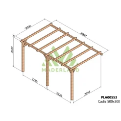 Pergola adossée en bois Cadiz 5 x 3 m MADERLAND
