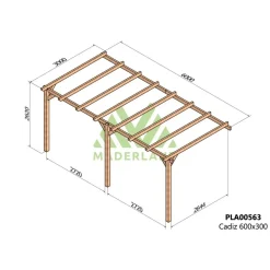 Pergola adossée en bois Cadiz 6 x 3 m MADERLAND