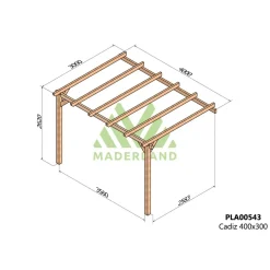 Pergola adossée en bois Cadiz 4 x 3 m MADERLAND