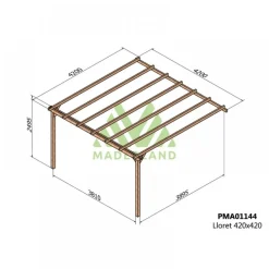 Pergola adossée en bois Lloret 4,2 x4,2 x 2,49 m - PMA01144 MADERLAND