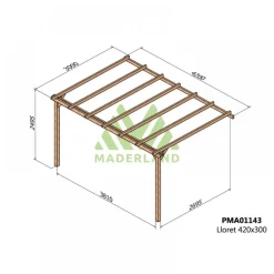 Pergola adossée en bois Lloret 4,2 x3 x 2,49 m - PMA01143 MADERLAND