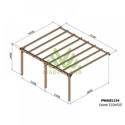Pergola adossée en bois Lloret 5,1x 4,2 x 2,49 m - PMA01154 MADERLAND