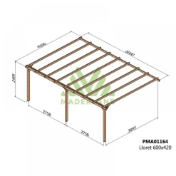 Pergola adossée en bois Lloret 6 x 4,2 x 2,49 m - PMA01164 MADERLAND