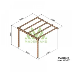 Pergola adossée en bois Lloret 3 x3 x 2,49 m - PMA01133 MADERLAND
