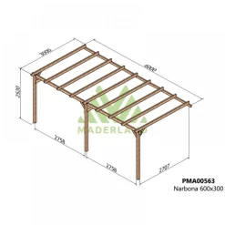 Pergola adossée en bois Narbonne 6 x 3 x 2,52 m - PMA00563 MADERLAND