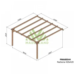 Pergola adossée en bois Narbonne 4,2 x 4,2 x 2,52 m - PMA00544 MADERLAND