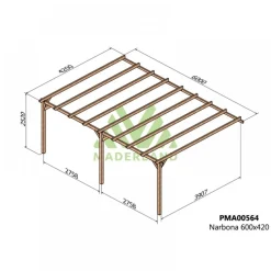 Pergola adossée en bois Narbonne 6 x 4,2 x 2,52 m - PMA00564 MADERLAND
