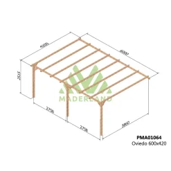 Pergola adossée en bois Oviedo 6 x 4,2 x 2,51 m - PMA01064 MADERLAND
