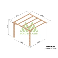 Pergola adossée en bois Oviedo 3 x 3x 2,51 m - PMA01033 MADERLAND