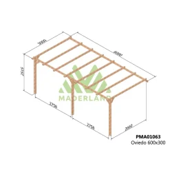 Pergola adossée en bois Oviedo 6 x 3 x 2,51 m - PMA01063 MADERLAND