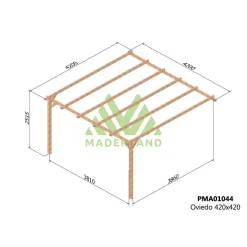 Pergola adossée en bois Oviedo 4,2 x 4,2 x 2,51 m - PMA01044 MADERLAND