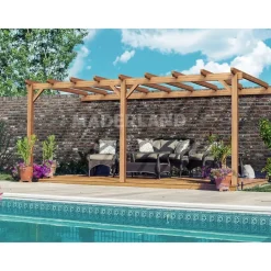 Pergola adossée en bois Palma 5 x 3 x 2,64 m MADERLAND