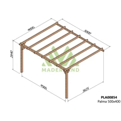 Pergola adossée en bois Palma 5 x 4 x 2,64 m MADERLAND