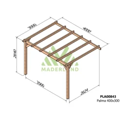 Pergola adossée en bois Palma 4 x 3 x 2,64 m MADERLAND
