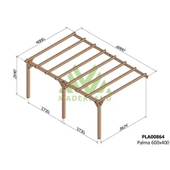 Pergola adossée en bois Palma 6 x 4 x 2,64 m MADERLAND