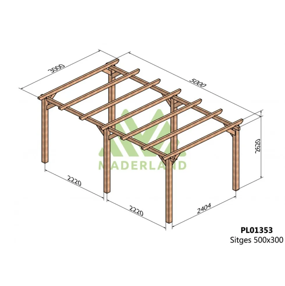 Pergola autoportante en bois lamellé-collé Stiges - 5 x 3 m MADERLAND
