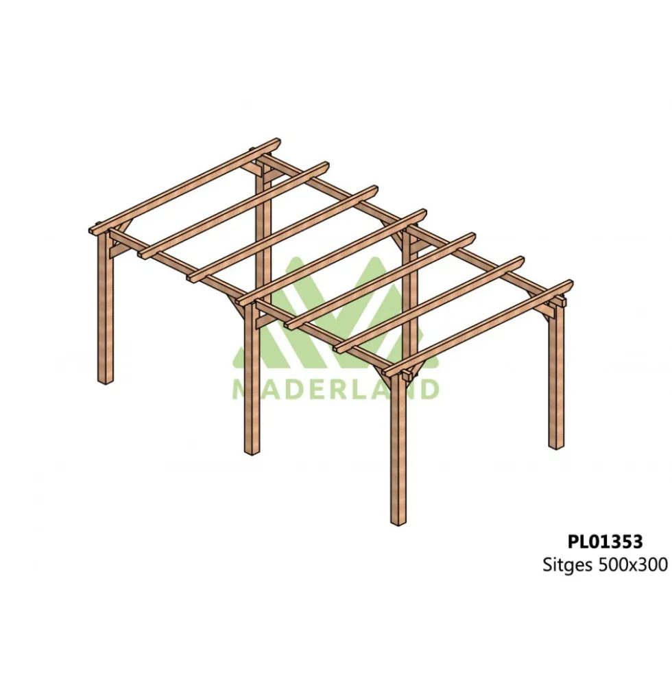 Pergola autoportante en bois lamellé-collé Stiges - 5 x 3 m MADERLAND