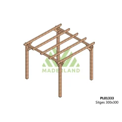 Pergola autoportante en bois lamellé-collé Stiges - 3 x 3 m MADERLAND