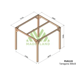 Pergola autoportante en bois lamellé-collé Tarragona - 3 x 3 m MADERLAND
