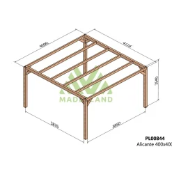 Pergola autoportante en bois lamellé-collé Alicante - 4 x 4 m MADERLAND