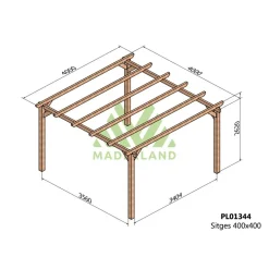 Pergola autoportante en bois lamellé-collé Stiges - 4 x 4 m MADERLAND