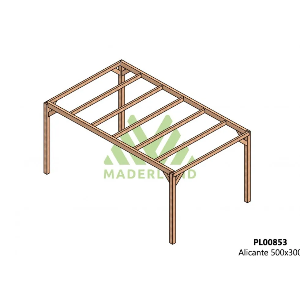 Pergola autoportante en bois lamellé-collé Alicante - 5 x 3 m MADERLAND