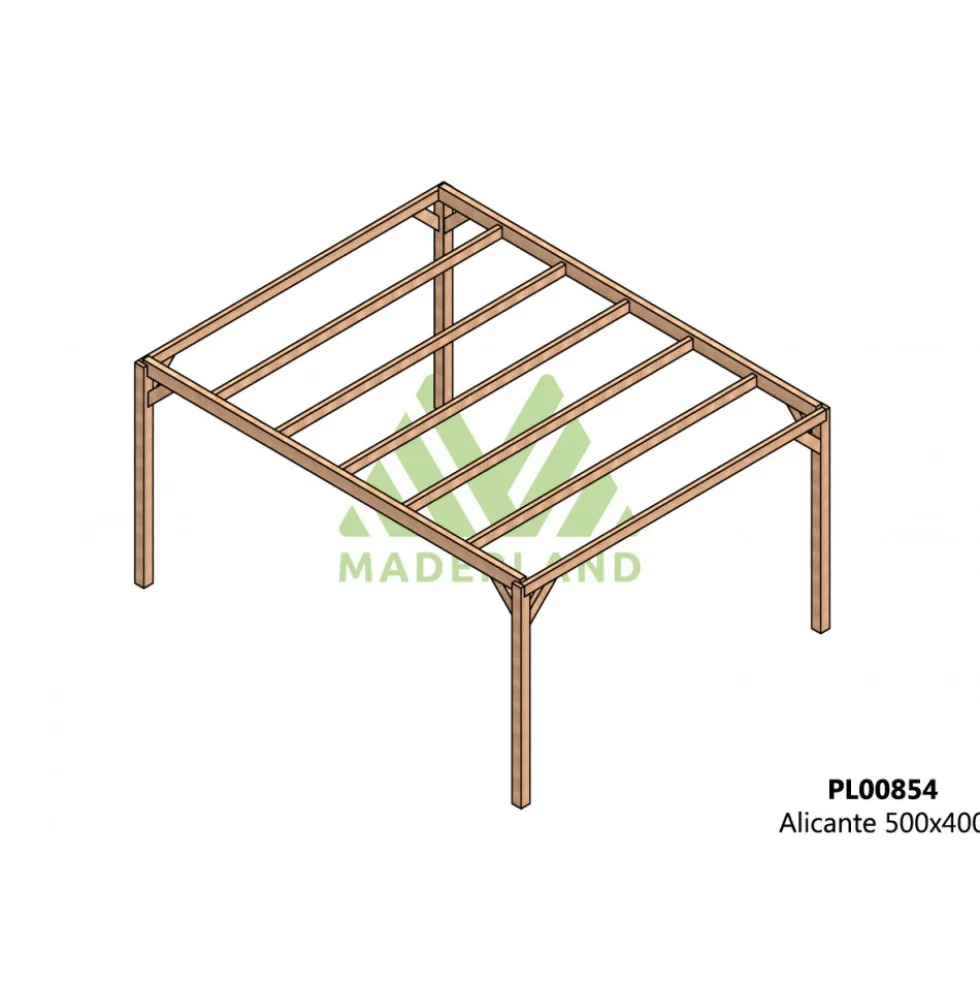 Pergola autoportante en bois lamellé-collé Alicante - 5 x 4 m MADERLAND