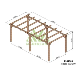 Pergola autoportante en bois lamellé-collé Stiges - 6 x 3 m MADERLAND