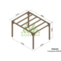 Pergola autoportante en bois lamellé-collé Fuengirola 4x3x2,5m-PL01243 MADERLAND