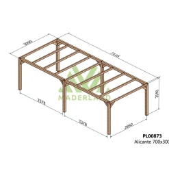 Pergola autoportante en bois lamellé-collé Alicante - 7 x 3 m MADERLAND
