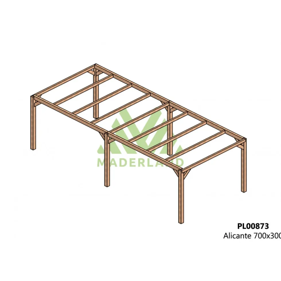 Pergola autoportante en bois lamellé-collé Alicante - 7 x 3 m MADERLAND