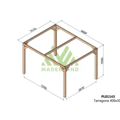Pergola autoportante en bois lamellé-collé Tarragona - 4 x 3 m MADERLAND