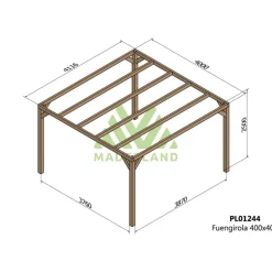 Pergola autoportante en bois lamellé-collé Fuengirola 4x4x2,5m-PL01244 MADERLAND