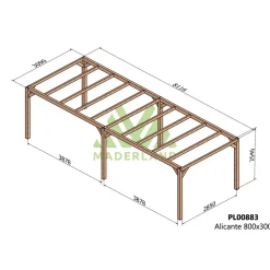 Pergola autoportante en bois lamellé-collé Alicante - 8 x 3 m MADERLAND