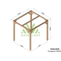 Pergola autoportante en bois lamellé-collé Tarragona - 2,5 x 2,5 m MADERLAND