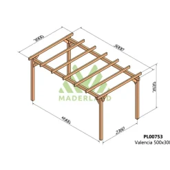 Pergola autoportée en bois lamellé-collé Valencia 5 x 3 m MADERLAND
