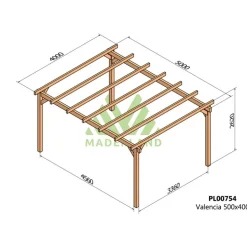 Pergola autoportée en bois lamellé-collé Valencia 5 x 4 m MADERLAND