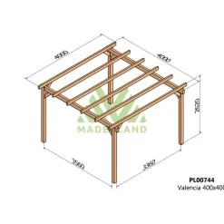 Pergola autoportée en bois lamellé-collé Valencia 4 x 4 m MADERLAND