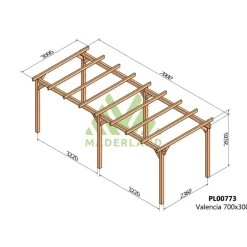 Pergola autoportée en bois lamellé-collé Valencia 7 x 3 m MADERLAND