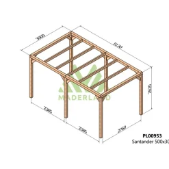 Pergola autoportée en bois lamellé-collé Santander 5 x 3 m MADERLAND