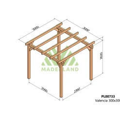 Pergola autoportée en bois lamellé-collé Valencia 3 x 3 m MADERLAND