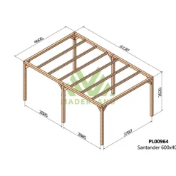 Pergola autoportée en bois lamellé-collé Santander 6 x 4 m MADERLAND