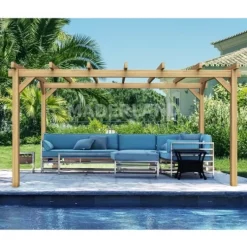 Pergola autoportée en bois lamellé-collé Valencia 6 x 3 m MADERLAND