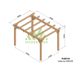 Pergola autoportée en bois lamellé-collé Valencia 4 x 3 m MADERLAND