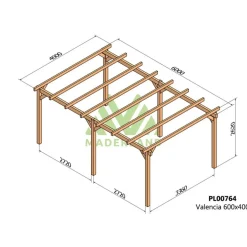 Pergola autoportée en bois lamellé-collé Valencia 6 x 4 m MADERLAND