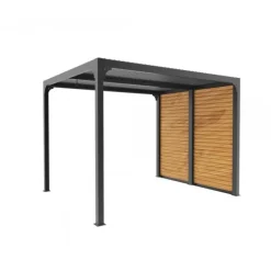 Pergola bioclimatique alu gris avec ventelles latérales - 2,40x3 m - 7,20 m2 HABRITA
