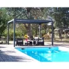 Pergola bioclimatique alu gris avec ventelles latérales - 3,60x3,00 m - 10,80 m2 HABRITA