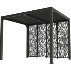 Pergola bioclimatique autoportante manuelle aluminium gris 2,40 x 3 m -moucharabieh HABRITA