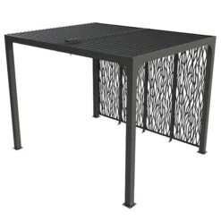 Pergola bioclimatique autoportante manuelle aluminium gris 2,40 x 3 m -moucharabieh HABRITA